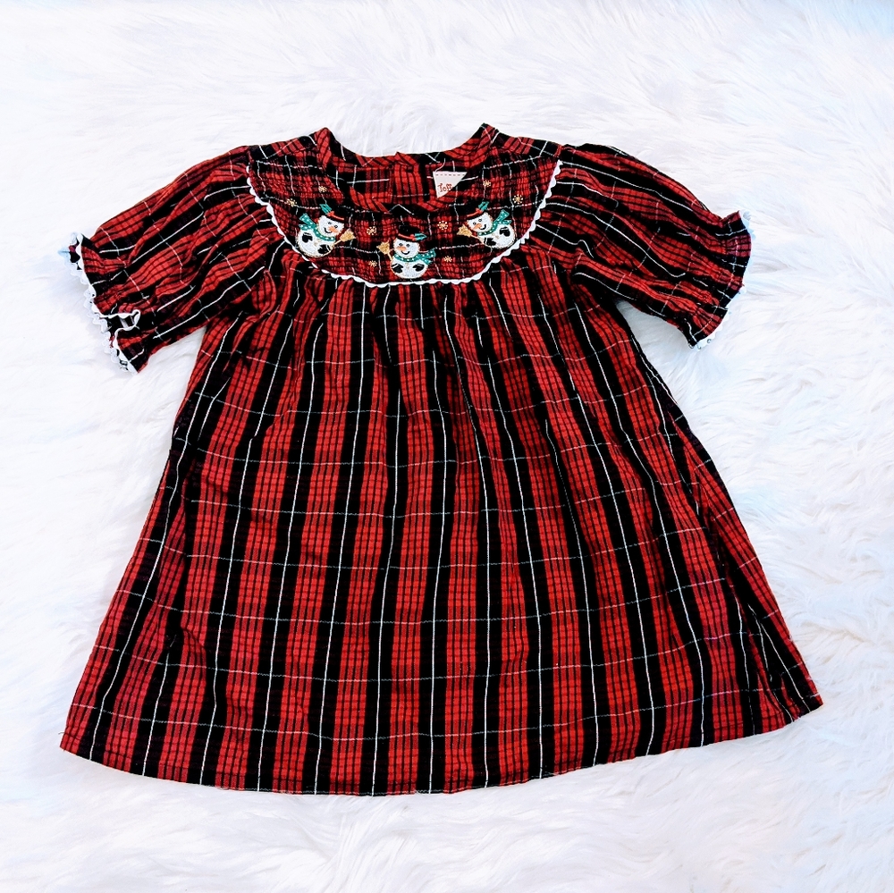 Toffee Apple Red Plaid Holiday Dress 2T